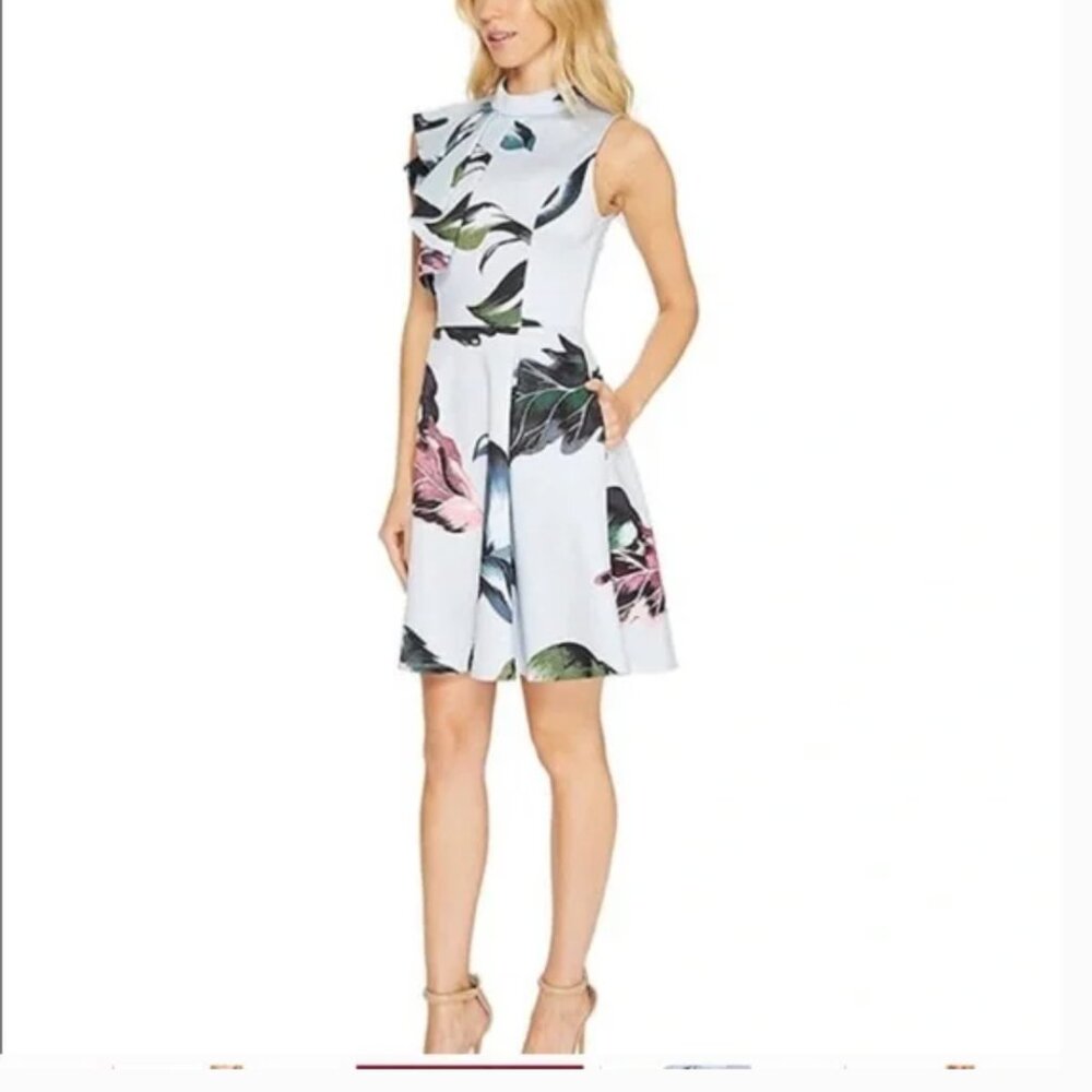 TED BAKER A-line floral print dress. Size 0 Uk - Small (38) US